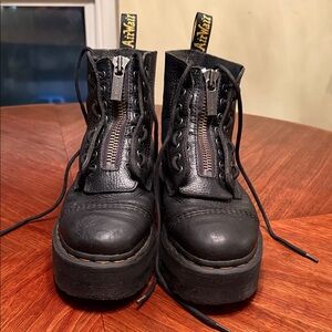 Dr. Martens Sinclair Black Leather Platform Zipper Boots